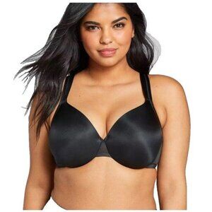 Cacique Lane Bryant Womens Bra Smooth Satin Full Coverage U/W Size 40H Black